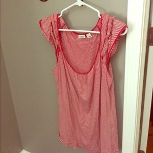 Cato Ruffled Red and White Striped Tee